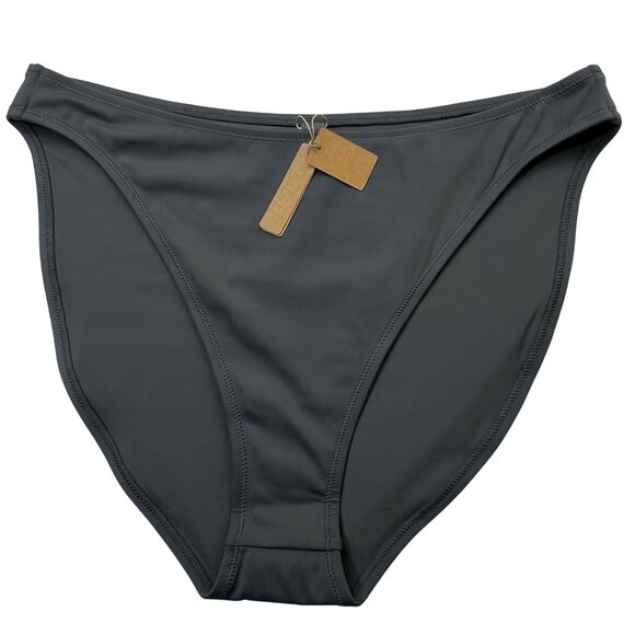 SKIMS Shaping Swim Set Bandeau Top +‎ Dipped Bikini Bottom Gunmetal 3X - Picture 4 of 13